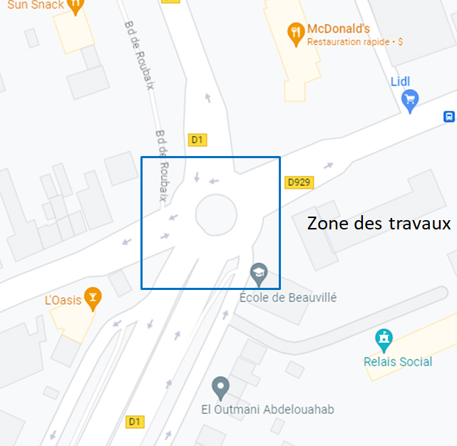 22/05 : travaux au carrefour du boulevard de Beauvillé / avenue de la Défense Passive