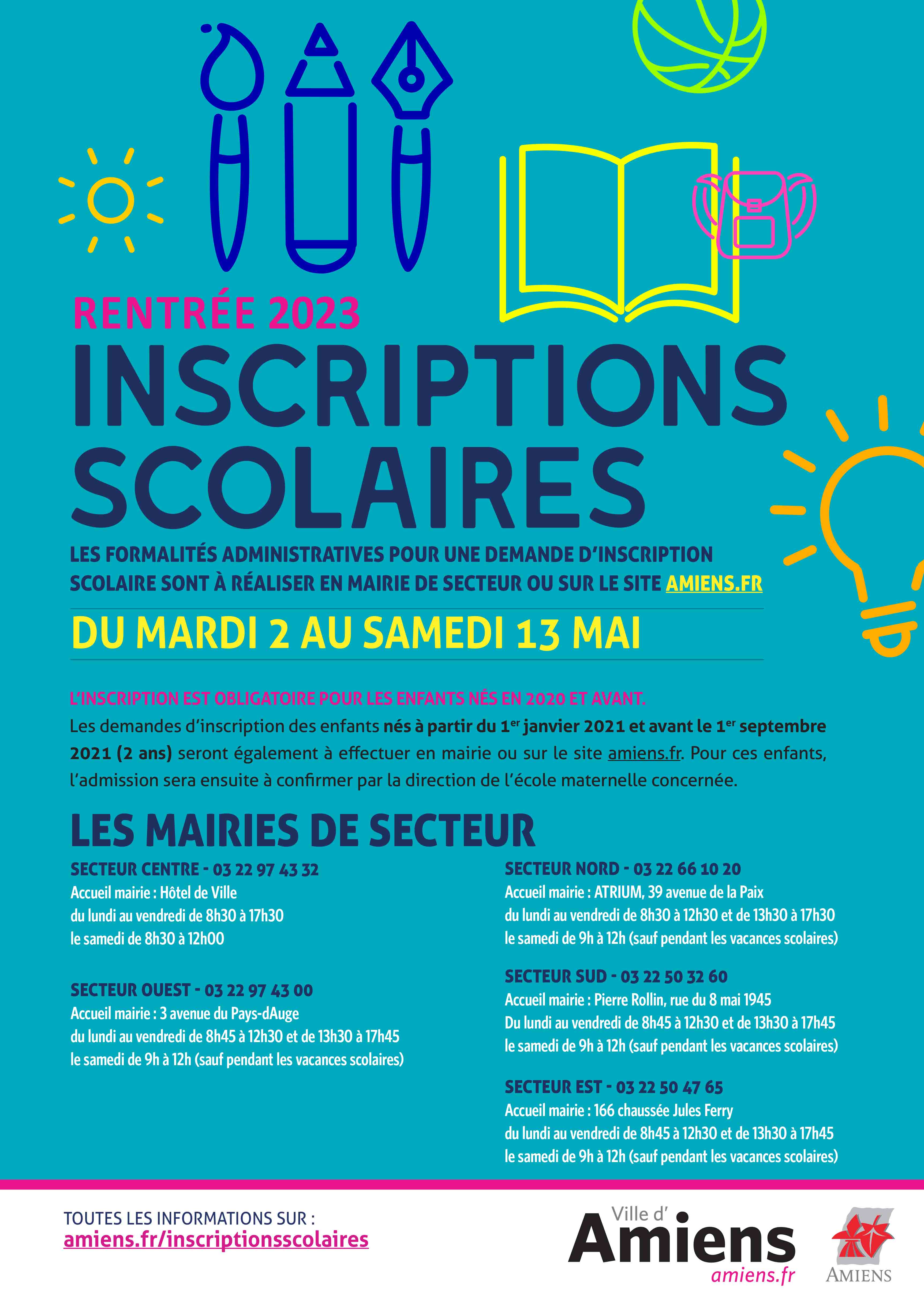 Du 2 au 13 mai : inscriptions dans les écoles publiques d'Amiens 1