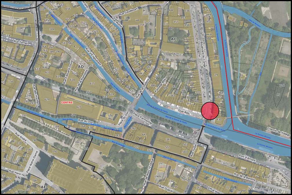 02/12 : Pose de la charpente métallique de la passerelle Samarobriva à Amiens © Google Maps