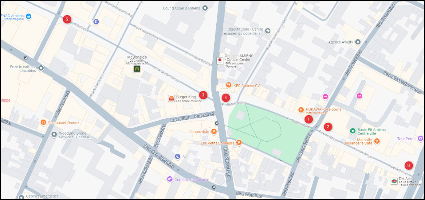 Ce jour - Travaux de remise en état des bornes d'accès en centre-ville d'Amiens © Google Maps