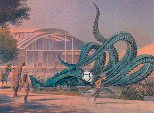 Le Nautipoulpe fait escale à Bruxelles, avant son installation à Amiens © Le Retour du capitaine Nemo, François Schuiten et Benoît Peeters (éd. Casterman, 2023) Le Nautipoulpe fait escale à Bruxelles, avant son installation à Amiens © Le Retour du capitaine Nemo, François Schuiten et Benoît Peeters (éd. Casterman, 2023)