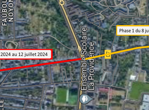 Travaux de nuit // Réalisation d'un chaucidou à titre expérimental rue Saint-Fuscien à Amiens