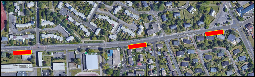 05/05 : Travaux de mise en accessibilité des quais de bus de la rue Jean-Marc Laurent à Amiens © Google Maps