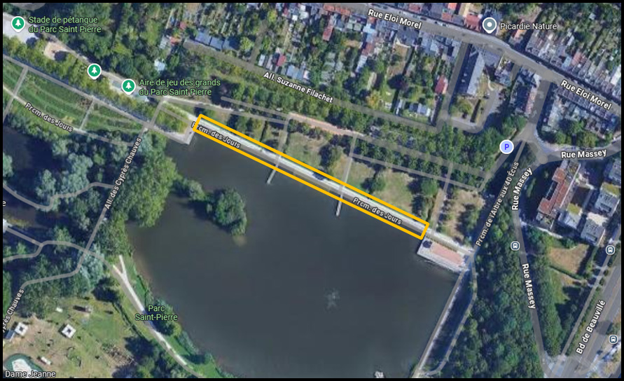 14/04 - Travaux de réhabilitation de la berge de la promenade des jours à Amiens © Google Maps