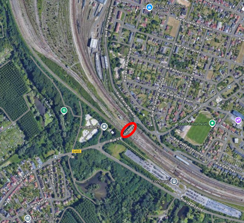 15/07 : Travaux de réhabilitation du pont de Cagny à Longueau © Google Maps