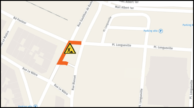 19/05 : travaux de rénovation de la chaussée- Place Longueville © Google Maps
