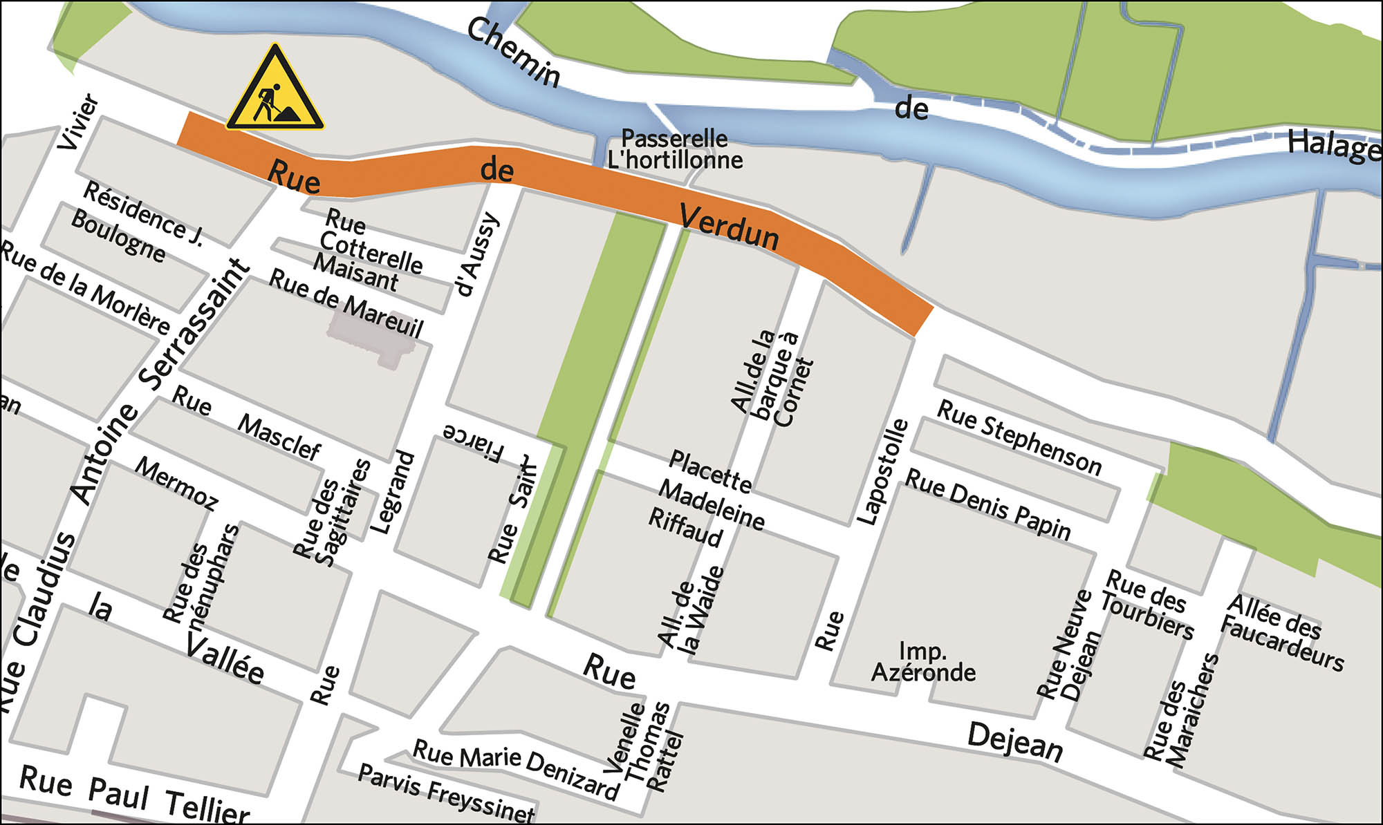 23/06 : Travaux de réhabilitation du réseau d'assainissement rue de Verdun à Amiens © Google Maps