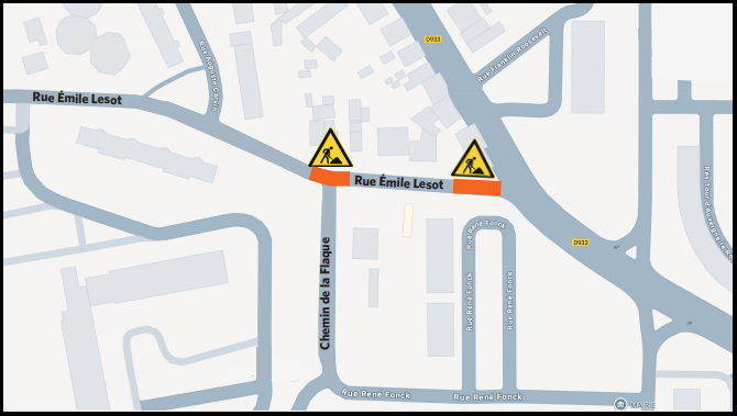 24/04 - Travaux de reprise d'affaissements rue Emile Lesot à Amiens © Google Maps