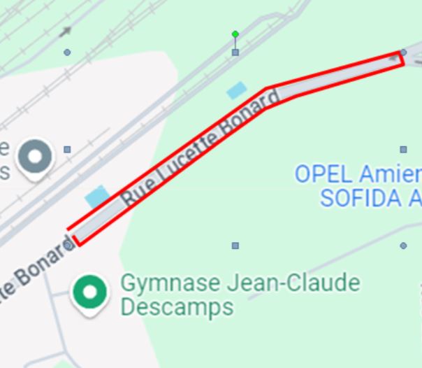 Travaux d’aménagement d’un cheminement piéton rue Lucette Bonard à Longueau © Google Map
