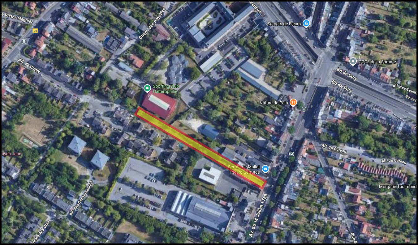 Travaux d'aménagement d'une voie verte, chemin du Verger à Amiens © Google Maps Travaux d'aménagement d'une voie verte, chemin du Verger à Amiens © Google Maps