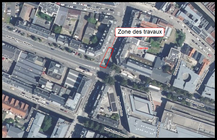 Travaux de reprise d'une zone de stationnement et d'un débouché cycliste 2 © Google Maps
