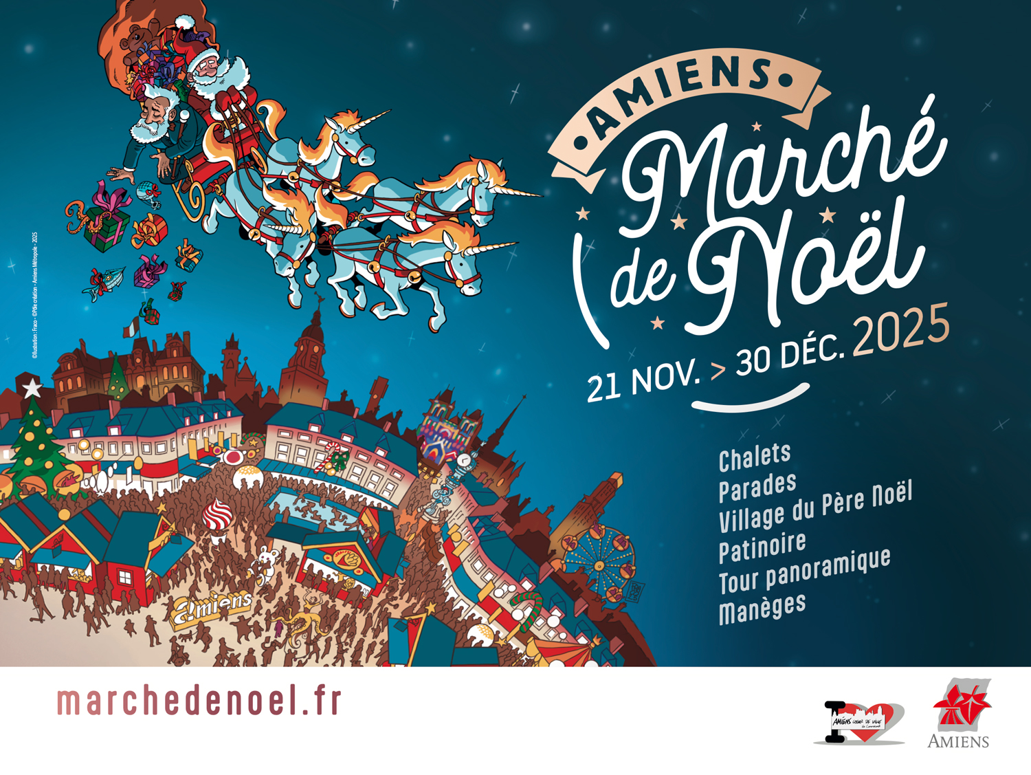 Panneau décembre 2025 Marché de Noël © Amiens Métropole