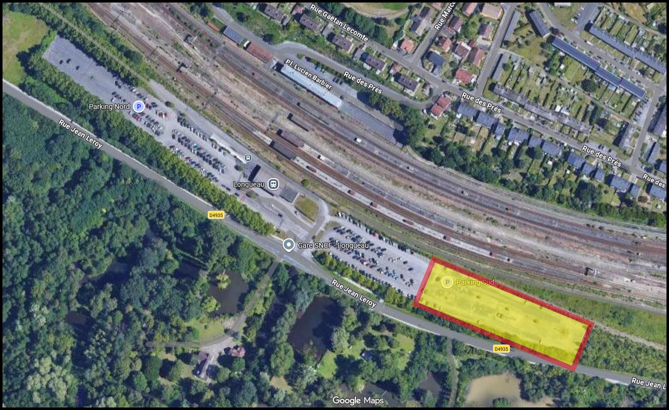 13/04 : Reprise des bordures du parking P2 de la gare de Longueau © Google Maps