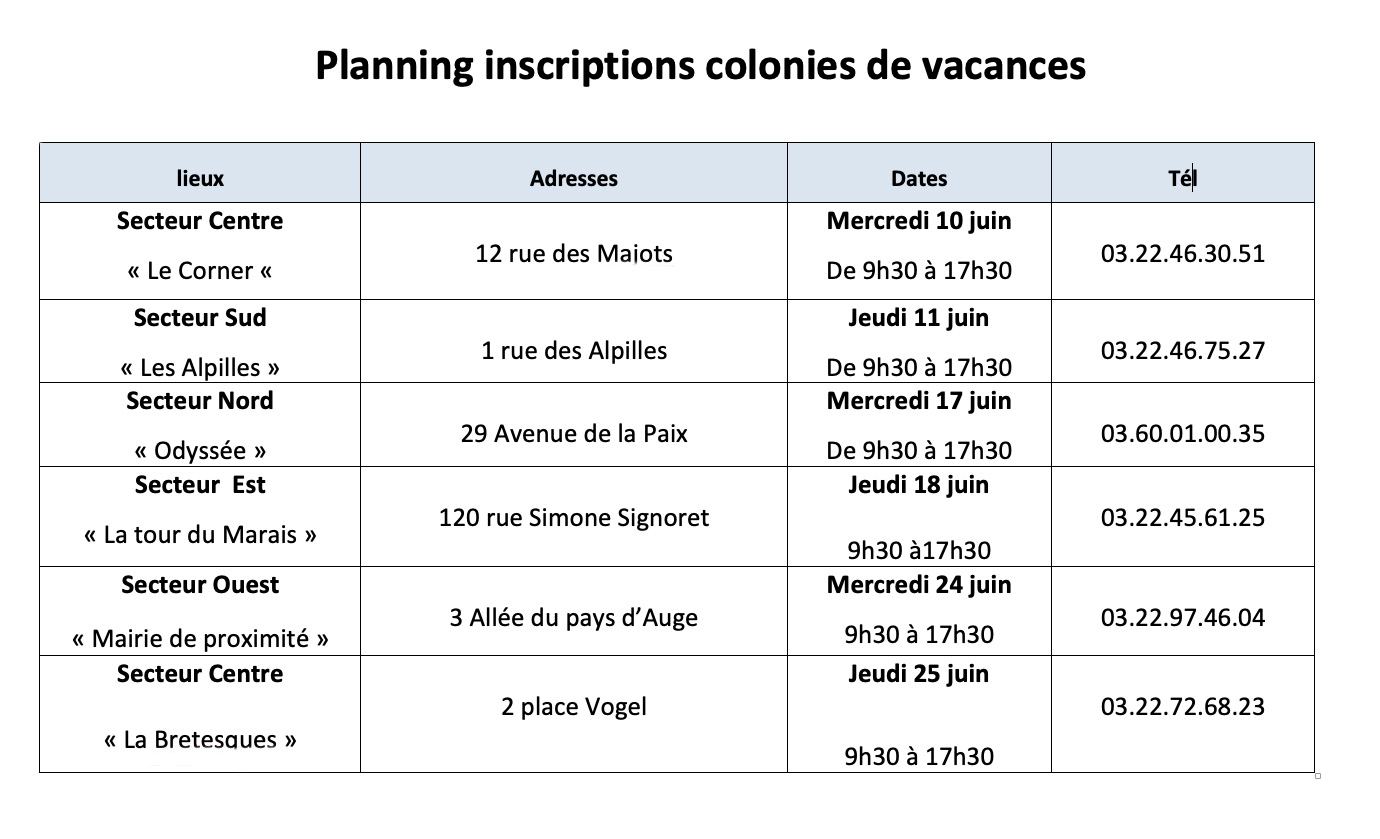 Inscription aux colonies de vacances 1 © Amiens Métropole