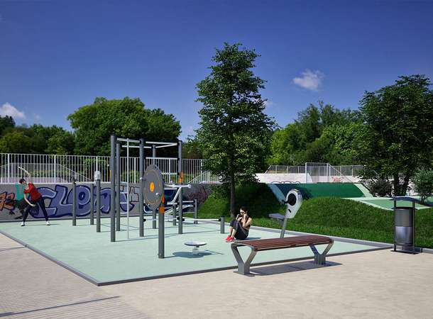 Point presse réhabilitation terrains de sport du parc Saint-Pierre © Osmose Ingénierie