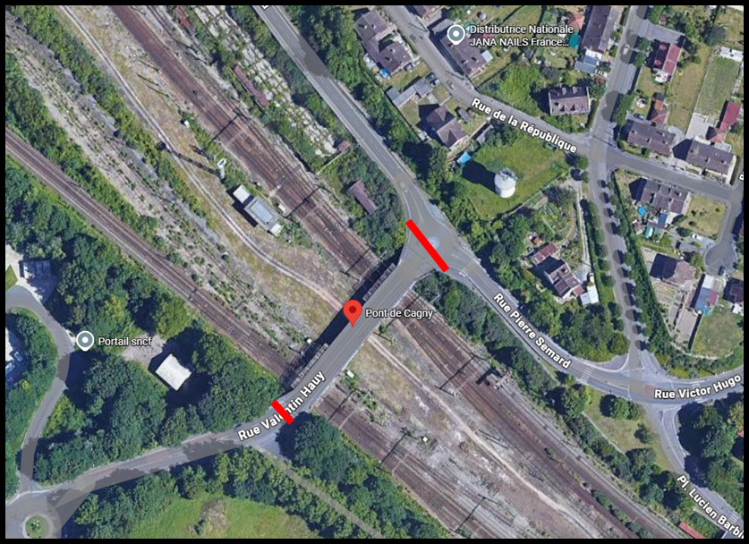 Réalisation des enrobés du pont de Cagny à Longueau © Google Maps