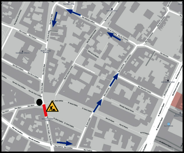 Travaux de réfection de quai bus rue des Otages © Google Maps
