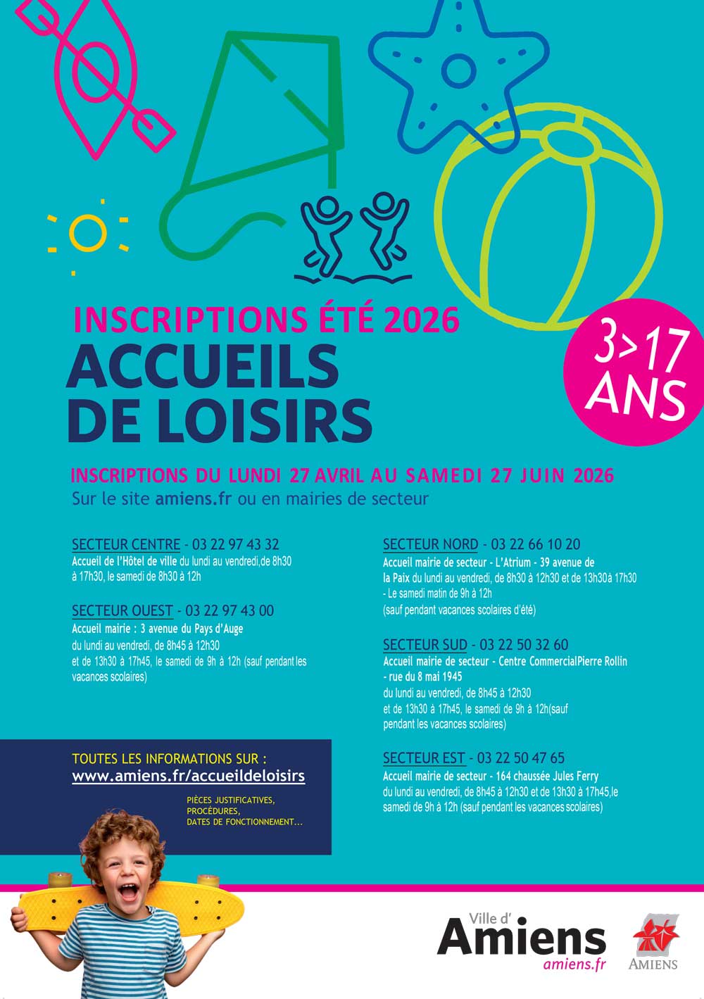 Affiche inscription centre loisirs été 2026 © Amiens Métropole