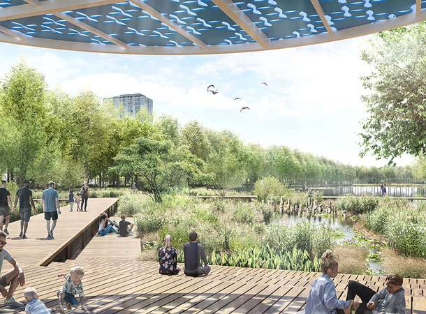 Le futur parc présenté aux habitants 1 © BASE | SUEZ Consulting | HAME | EODD | PHYTOCONSEIL | BLD Waterdesign