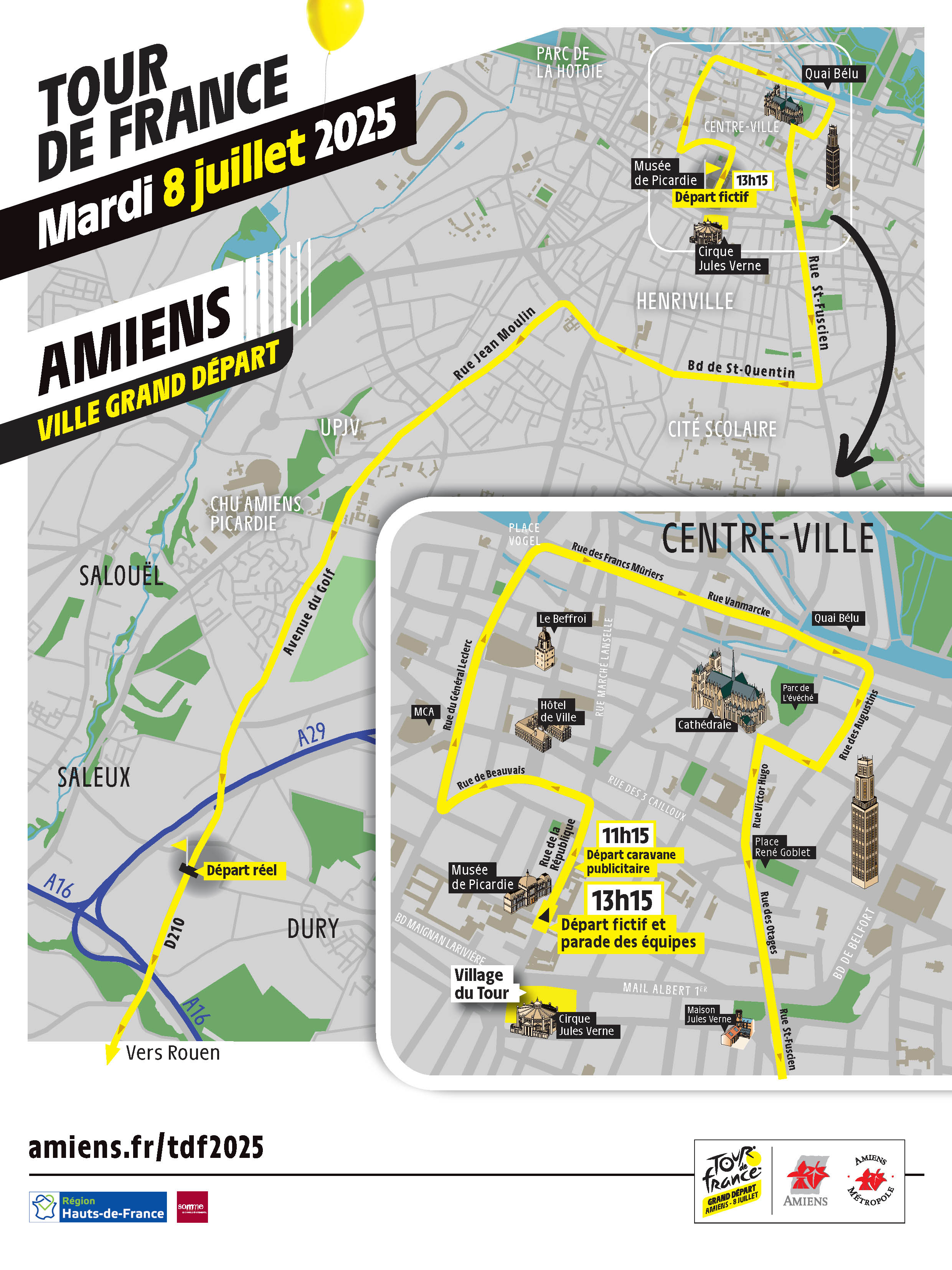 tracé du départ d'Amiens © Amiens Métropole