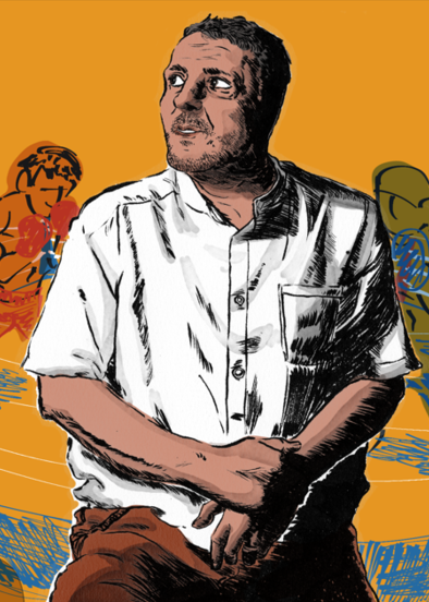 Aladj Miraoui  version dessin © Laurent Rousselin