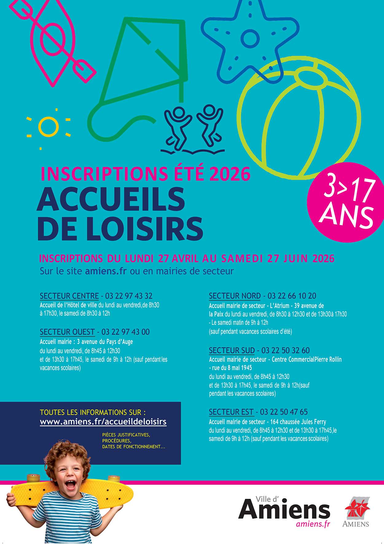 Affiche inscription centre loisirs été 2026 © Amiens Métropole