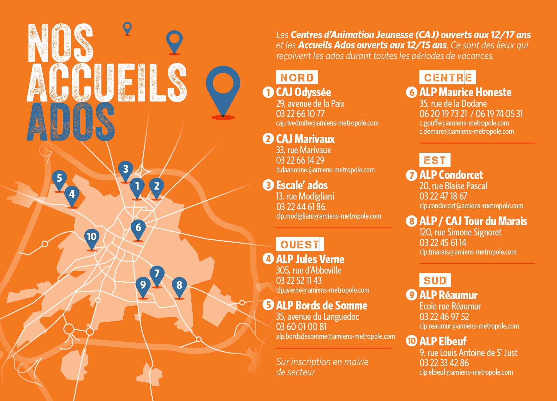 Carte Accueil Ados © Amiens Métropole