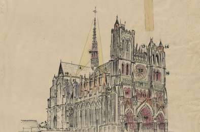 Cathédrale d'Amiens, projet de son et lumière, 1956 © Archives municipales et communautaires d'Amiens_13Fi2427