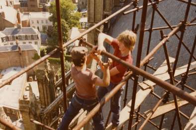 Chantier de restauration de la cathédrale Notre-Dame d’Amiens,  juin 1978, don Duvanel. © Archives municipales et communautaires d'Amiens_11Z895