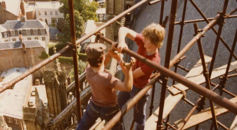 Chantier de restauration de la cathédrale Notre-Dame d’Amiens,  juin 1978, don Duvanel. © Archives municipales et communautaires d'Amiens_11Z895