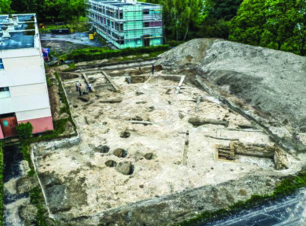 Vue aérienne de la fouille de la rue Montesquieu prise par le service Archéologie Préventive, 2020 © Service d'archéologie préventive d'Amiens Métropole