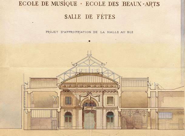 coupe transversale de la Halle au blé_19Fi1079 © Archives municipales et communautaires d'Amiens_19Fi1079