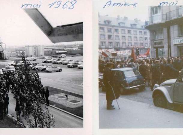 Salariés grévistes à l’usine Férodo et d’une manifestation en centre-ville d’Amiens, en mai 1968 © Archives municipales et communautaires d'Amiens_10Z3032-3034