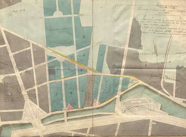 Plan de 1844 d’une partie du quartier Henriville © Archives municipales et communautaires d'Amiens_23Fi1 Plan de 1844 d’une partie du quartier Henriville © Archives municipales et communautaires d'Amiens_23Fi1