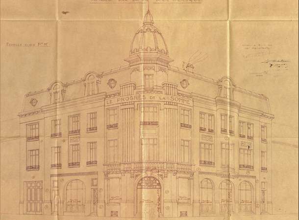 Plan de la façade Art déco du Progrès de la Somme © Archives municipales et communautaires d'Amiens_13Fi2458 Plan de la façade Art déco du Progrès de la Somme © Archives municipales et communautaires d'Amiens_13Fi2458