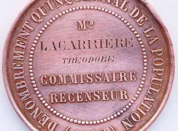 Médaille de Commissaire Recenseur de Monsieur Théodore LACARRIERE © Archives municipales et communautaires d'Amiens_5Z1