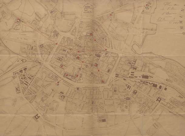 Plan des horloges entretenues par la ville d’Amiens en 1900 © Archives municipales et communautaires d'Amiens_13Fi6256