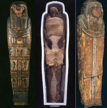 Ensemble funéraire de Setjaimengaou © Momie et sarcophages © J.-L. Boutillier / Musée de Picardie