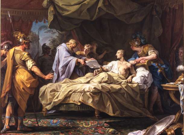 Restout, Alexandre malade recevant le breuvage du médecin Philippe © Marc Jeanneteau-Musée de Picardie Restout, Alexandre malade recevant le breuvage du médecin Philippe © Marc Jeanneteau-Musée de Picardie