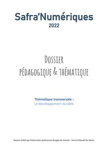 Dossier pédagogique Safra'Numériques 2022 Dossier pédagogique Safra'Numériques 2022